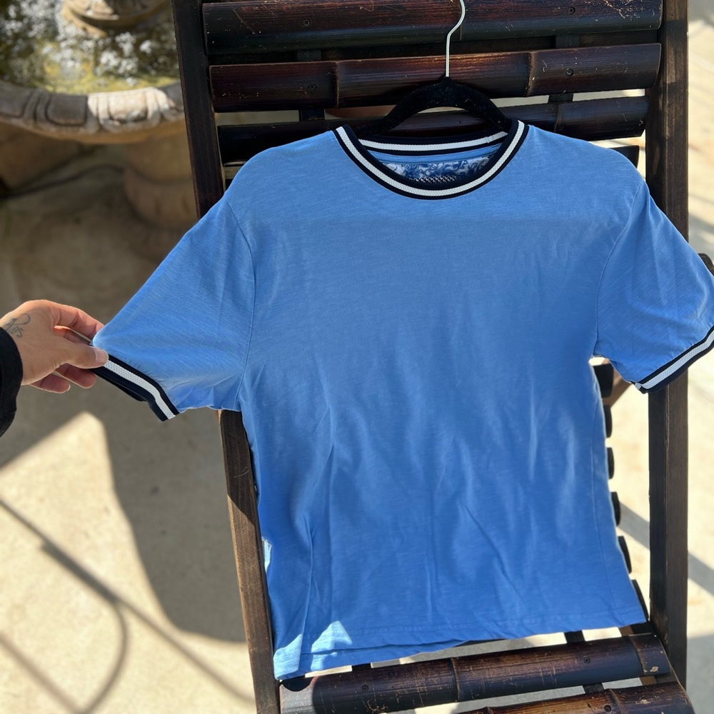 Blue shirt with flower of life and chakras